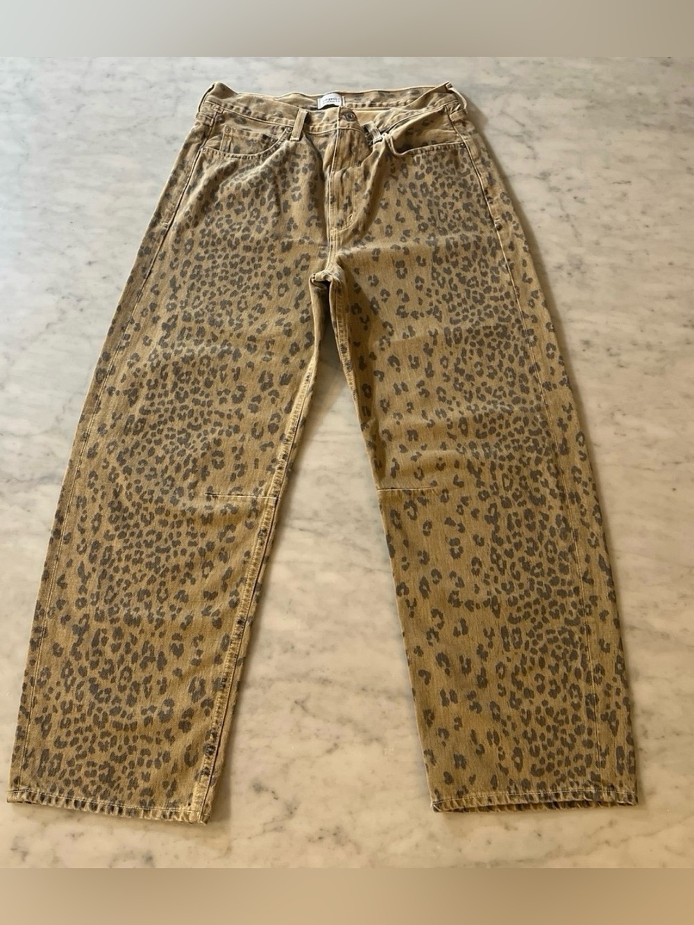 Citizens of Humanity Miro High Rise Relaxed Jeans Natural Cheetah Print Size 28